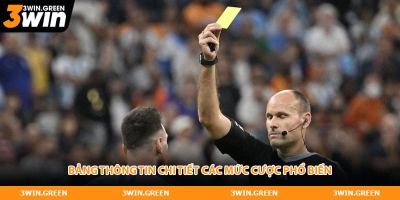 Bảng thông tin chi tiết các mức cược phổ biến